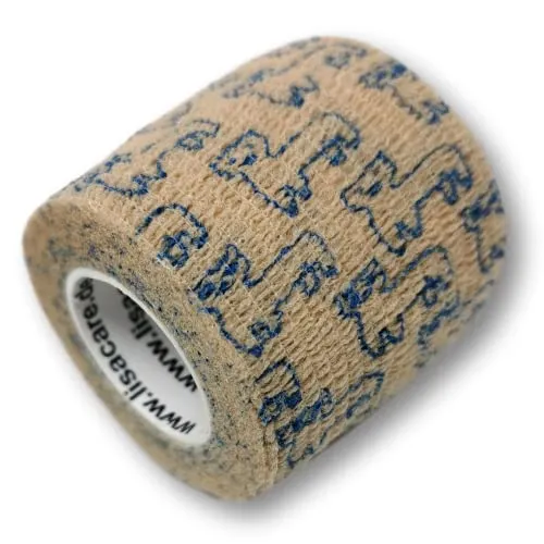 LisaCare Verbandsmaterial Set - 2 Rollen 5cm breit - selbsthaftend, elastisch für Kinder - Riesige Farb- & Motivauswahl - Bandagen zum Trösten (Alpaka)