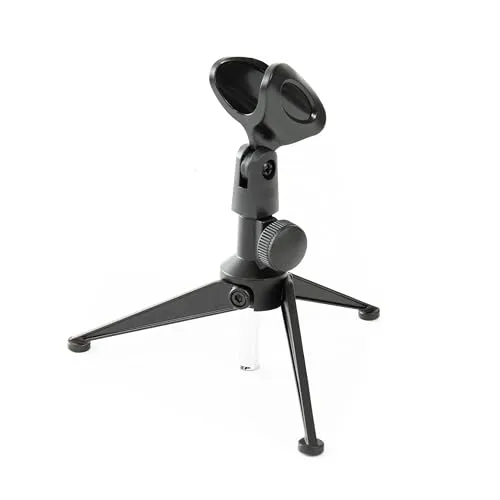 MUSIC STORE Tischstativ Spider, Mikroständer, Höhenverstellbar 140-200mm, Robustes Metall, Schwarz, Leicht Verstaubar, Ideal für Sitzende Tätigkeiten