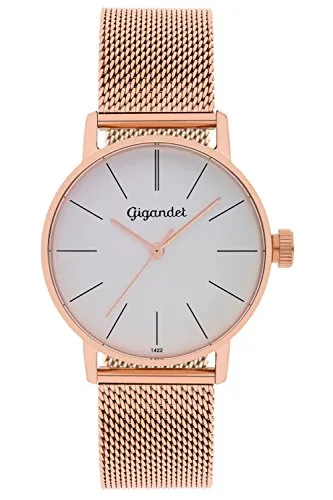 Gigandet Damenuhr Minimalism Quarz Analog - Rotgold mit Metallarmband - Elegante Armbanduhr für Damen mit kratzunempfindlichem Mineralglas und wasserdichtem Edelstahlgehäuse. Ideal für stilbewusste Frauen.