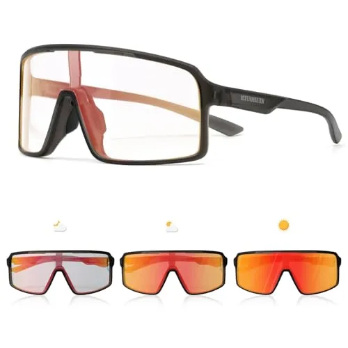 RTUOHUIN Fahrradbrille Selbsttönend für Herren Damen Photochromatische Sport Sonnenbrille UV400 Schutz Klar Rennrad Brille TR90 Rahmen Schnelle Radfahren für Radsport,Laufen,Outdoor-Sport