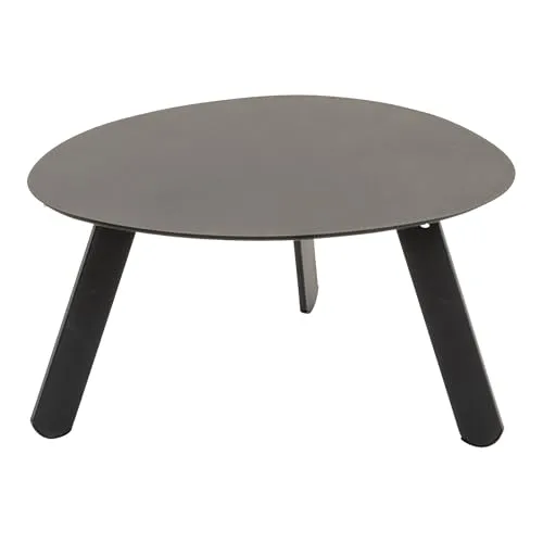habeig Runder Gartenbeistelltisch aus Stahl, 74x60x36cm, Grau-Schwarz, Belastbar bis 25kg (schwarz, 55x46x28cm)