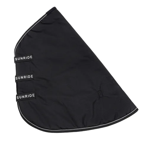 Sunride Halsteil Dublin - Schwarz, Größe S (105-115 cm) - Reit- & Pferdebedarf: Strapazierfähiges Halsteil aus wasserdichtem 600D Ripstop-Polyester, ideal für nasskaltes Wetter, mit reflektierenden Streifen und einfacher Befestigung durch Schnappverschlüsse.