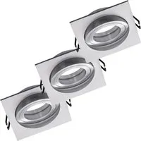 Oktaplex 3er Set Deckeneinbaustrahler Aluminium Lyon Schwenkbar für LED-Module Spot Silber Eckig