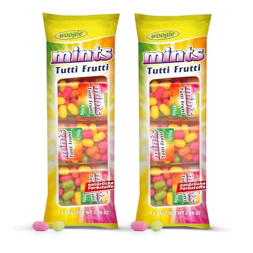 Woogie Mints Tutti Frutti 2er Pack Süßigkeiten 2x4 Dosen à 16g