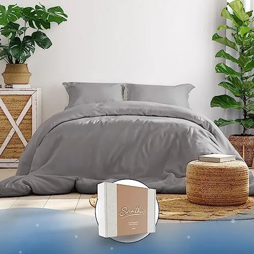 Samthus Bettwäsche 220x240 Baumwolle Satin in grau von Samthus