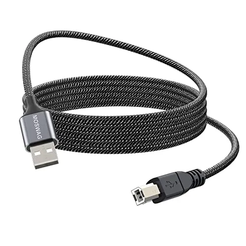 MOSWAG USB Druckerkabel 1,5m Scanner Kabel USB Typ A auf Typ B Druckerkabel Langlebiges High Speed USB2.0 Scannerkabel für HP, Canon, Dell, Epson, Lexmark, Brother, Samsung und mehr