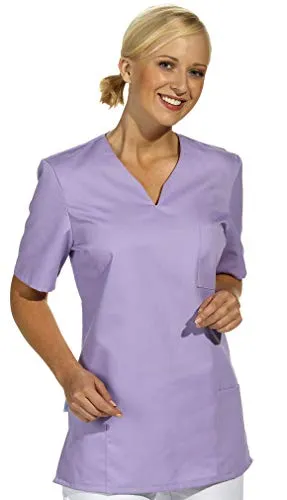 Damen-Schlupfjacke 1/2 Arm mit V-Ausschnitt in Flieder - Fun-T-Shirts mit abgerundetem V-Ausschnitt, praktischen Taschen und komfortablen Seitenschlitzen für einen lässigen Look.