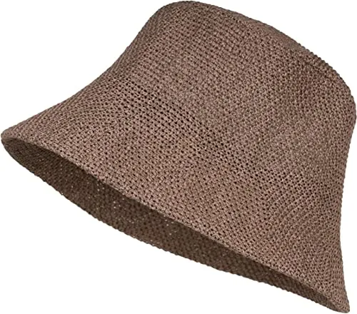 styleBREAKER Damen Papierstroh Sonnenhut | Faltbarer Fischerhut für den Sommer - Sonnenhut für Damen im Bucket Hat Look, leicht und faltbar. Ideal für Strand und Freizeit, mit breiter Krempe für optimalen Sonnenschutz und komfortablem Schweißband.