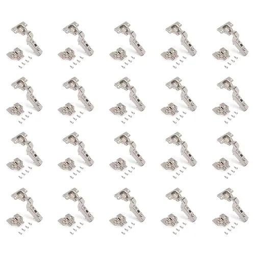 Emuca 1011507 Topfscharnier-Set Ø35mm – 20 Stück mit sanftem Verschluss - Schrank- und Möbelscharniere mit 100° Öffnungswinkel, ideal für aneinanderstoßende Türen. Schnelle Montage dank Clip-System und dreidimensionale Regulierung für perfekte Ausrichtung.