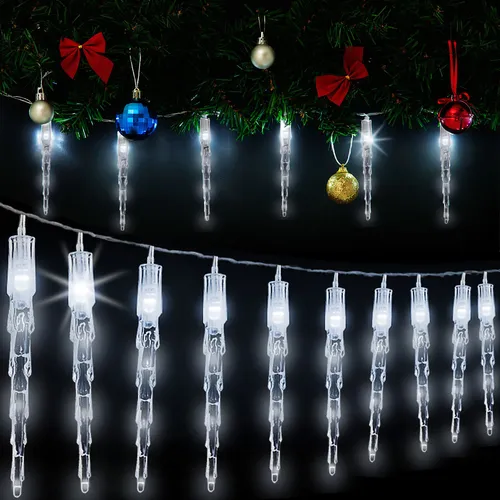 Monzana Lichterkette Eiszapfen LED - 10 Zapfen für Innen und Außen, stimmungsvolle Weihnachtsdeko mit IP44 Spritzwasserschutz und 6,2 m Länge