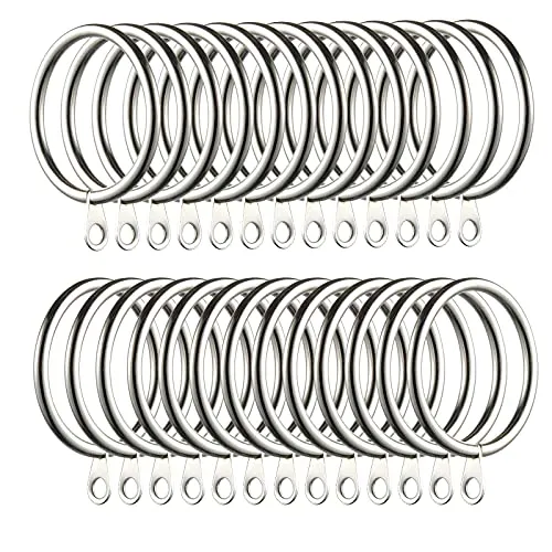 Kinsinder 60 Stücke Metall Gardinenringe Vorhangringe, 38mm Innendurchmesser Vorhang Hängend Ringe für Gardinenstangen für Fenster Tür Duschvorhang (Silber)