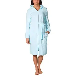 Aquarti Damenbademantel - Lang, blau mit Reißverschluss - Bademantel aus 40% Baumwolle, 40% Viskose und 20% Polyester, ideal für entspannte Tage zu Hause und angenehm weich auf der Haut.