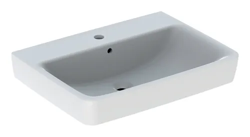 Geberit Renova Plan Waschtisch 65 cm mit Hahnloch - Elegantes Waschbecken aus Badkeramik, mit mittigem Hahnloch und Überlauf für praktischen Einsatz im Badezimmer.
