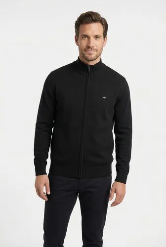 FYNCH-HATTON Herren Cardigan-zip Strickjacke, Navy, XL EU - Strickjacken für Herren, aus superfeiner Baumwolle mit Stehkragen für einen eleganten Look und hohen Tragekomfort.