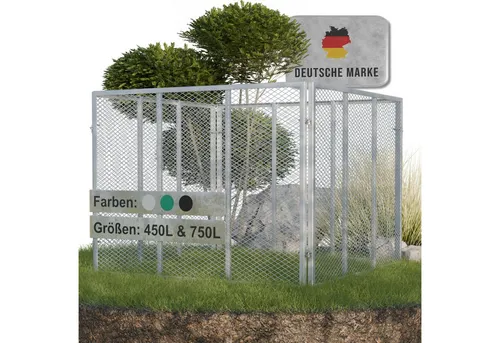 Heimfleiss® Komposter Garten 750L - Metallkomposter für nachhaltige Abfallverwertung - Komposter aus verzinktem Stahl mit Stecksystem, sorgt für schnelle Kompostierung und schützt vor Tieren. Ideal für umweltbewusste Gärtner.
