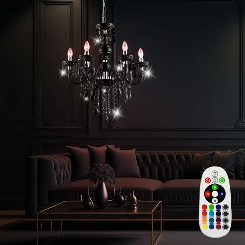 Hänge Leuchte Kronleuchter mit Fernbedienung in schwarz von ETC Shop
