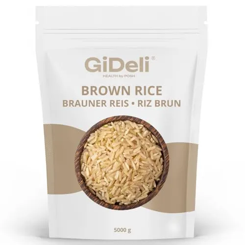 GiDeli Hochwertiger Brauner Reis, Brauner Reis Naturreis, Brown Rice Natural Premium (5kg)