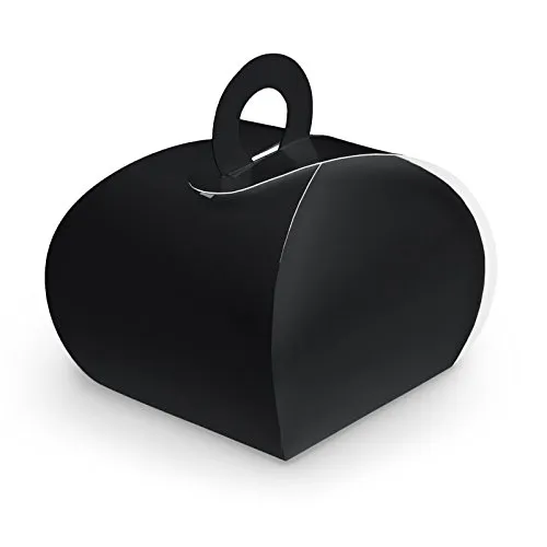 50x itenga GeschenkSchachtel aus Karton zum Befüllen (Adventskalender Gastgeschenk, Hochzeit Taufe Geburt) (Box mit Griff, schwarz)