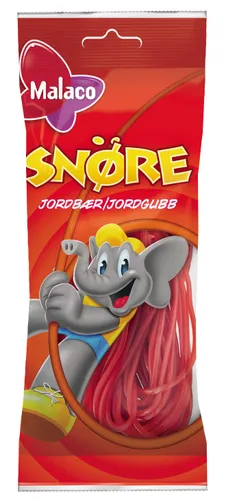 MALACO SNÖRE JORDBAER 94g - Schnüre - Erdbeer - Fruchtgummi - Dänisch -