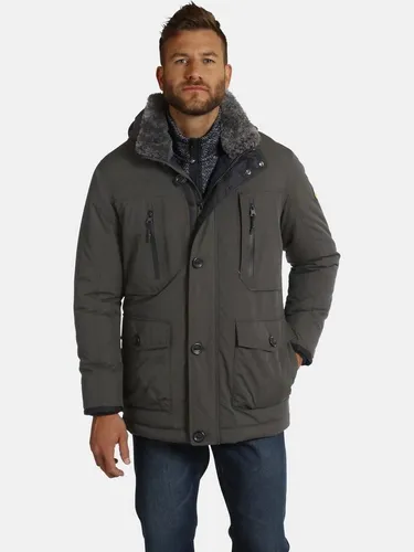 Jan Vanderstorm Herren Funktionsjacke Botulfr Oliv 2XL (XXL) - 62 - Funktionsjacke für Übergrößen, atmungsaktiv und wasserabweisend, ideal für Wind und Wetter. Mit abnehmbarer Kapuze und großzügiger Wattierung für besten Komfort.
