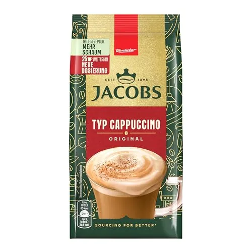Jacobs Typ Cappuccino Original, Getränkepulver mit löslichem Bohnenkaffee, Instant Kaffee, für 25 Getränke, 290 g