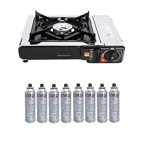 Greenpoint Gaskocher(Edelstahl) + 8 Gaskartuschen