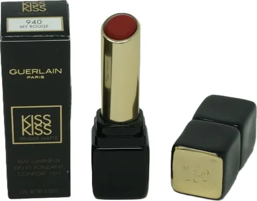 Guerlain KissKiss Tender Matte 940 My Rouge - Lippenstift mit 16 Stunden Komfort, leicht und strahlend für ein perfektes Finish.