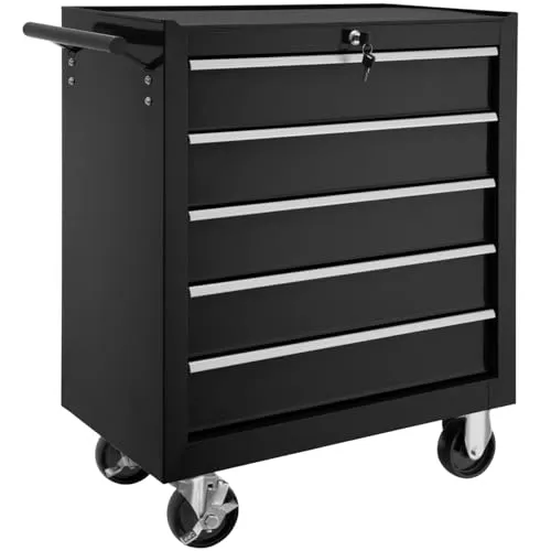 tectake® Werkzeugwagen mit 5 kugelgelagerten Schubladen