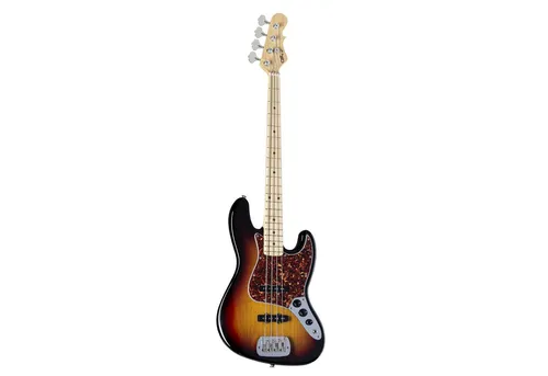 G&L Fullerton Deluxe JB MP 3-Tone Sunburst E Bass - E-Bass mit klassischem 3-Tone Sunburst-Finish, gefertigt in USA. Ideal für präzisen Sound und komfortables Spielen dank Alnico Vintage Pickups und Saddle-Lock Bridge.