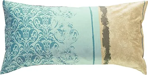 Erwin Müller Kissenbezug, Kissenhülle Mako-Satin Ornamente Mint-Silber Größe 40x80 cm - feinste Baumwolle, temperaturausgleichend, mit praktischem Reißverschluss