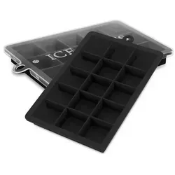 Intirilife 2x Eiswürfelformen in SCHWARZ – 2er Set à 15 Fächer Eiswürfel Silikonformen mit Deckel – Flexibler Eiswürfelbehälter Verschließb