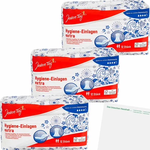 Jeden Tag Hygiene Einlagen extra 3er Pack 3x12Stk usy Block