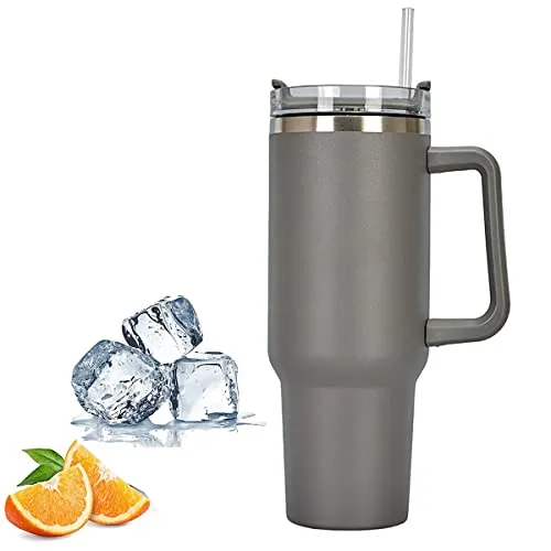 Reisebecher mit Griff, Stanley Becher mit Strohhalm und Griff, Edelstahl Kaffeebecher mit Deckel Kaffeebecher, vakuumisolierte Wasserflasche für Heißgetränke