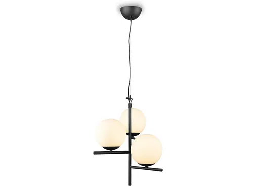 TRIO Leuchten LED Pendelleuchte mit Dimmfunktion, Schwarz, Ø 40cm - Moderne Pendelleuchte mit drei Glaslampenschirmen, ideal für stilvolle Akzente über Esstisch oder Küchentresen. Dimmfunktion ermöglicht individuelle Lichtgestaltung für jede Stimmung.