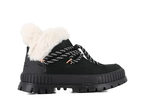 Palladium Damen PALLASHOCK LO HIVER Boots 99516-008-M Black, Größe 39 EU - Wanderschuhe mit warm gefüttertem Wildleder-Obermaterial, ideal für kalte Wintertage. Genießen Sie Komfort und Stil mit der robusten PALLASHOCK-Außensohle.