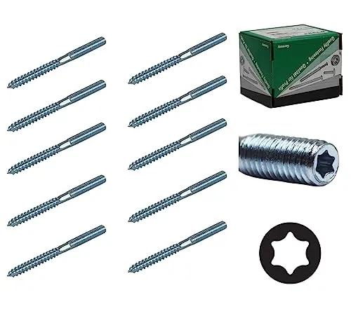 Stockschrauben Torx M8 [50, 60, 80, 100, 120mm] [Made in Germany] Schraubstifte Gewinde verzinkt Doppelgewinde für Rohrschellen Befestigung Montagematerial Schraube (50mm, 10stk)
