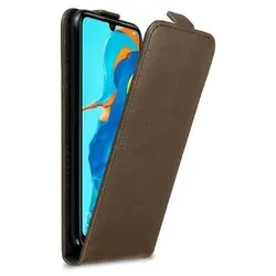 Cadorabo Hülle für Huawei P30 LITE Schutz Hülle in Braun Flip Etui Handyhülle Case Cover