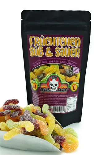 Früchtchen Fruchtgummis – süß & sauer, vegan & fruchtig – 200 g – Hotskala 0