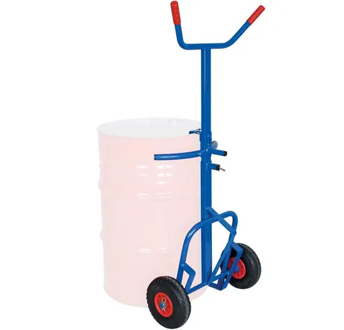 BRB-Lagertechnik Sackkarre für 200 Liter Stahlfässer - Sackkarre für Stahlfässer mit 250 kg Tragkraft, höhenverstellbar und schlagfest. Ideal für rückenschonenden Transport auf verschiedenen Untergründen, dank aufgeschäumter Reifen ohne Luftverlust.