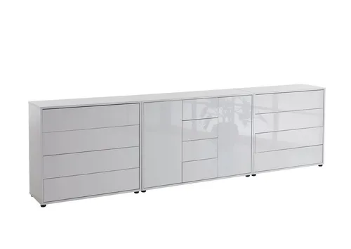 BMG Möbel Kommode Sideboard Mailand Set 12 - Modernes Design mit Push-to-open-Funktion - Kommode in modernem Design, 12 Schubladen und Hochglanzfronten, ideal für stilvolle Wohnräume. Einfach zu montieren und pflegeleicht.