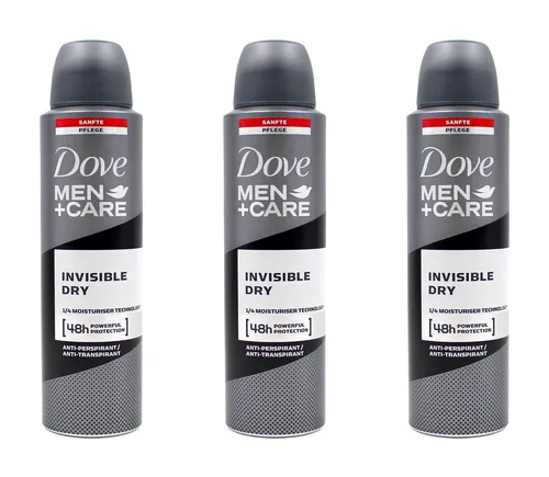 Dove Men +Care Invisible Dry Deo Spray 3x150ml - Herren Deodorant mit 48h Schutz, frisch duftend und ideal für normale Haut. Perfekt für aktive Männer, die Wert auf Trockenheit und Frische legen.