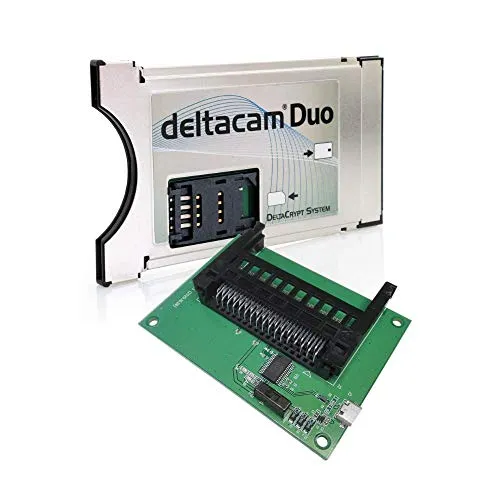 Produktbild Deltacam Duo Twin CI Modul + Unicam Duo Programmer I Common Interface mit DeltaCrypt-Verschlüsselung 3.0 für Empfang verschlüsselter Sender I DVB CI-konforme PCMCIA CI-CAM für Smart Cards TV