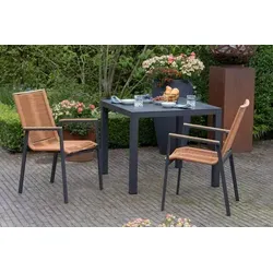 Gartenmöbelset Alicante mit Tisch Tarifa 90x90cm - Elegantes Gartenmöbelset mit robustem Tisch Tarifa (90 x 90 cm) und komfortablen Diningsesseln in Terracotta. Hochwertige Materialien und durchdachtes Design für stilvolle Momente im Freien.
