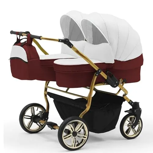 Zwillingskinderwagen 2 in 1 Duet Lux Goldedition inkl. Sportsitze - 10 Teile - in 20 Farben