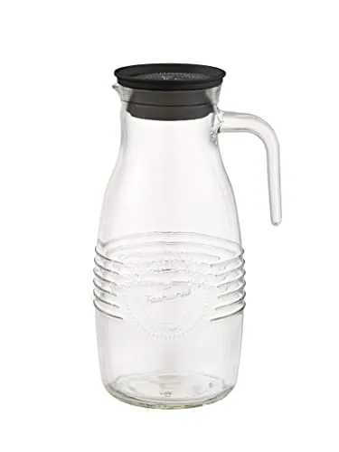 APS Glaskaraffe -OLD FASHIONED- Ø 12 cm, H: 26 cm, 1,8 Liter Glas, Polypropylen, Silikon Deckel mit Auffangsieb