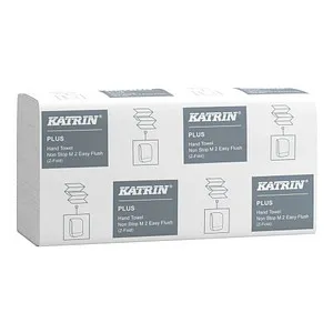 Katrin Papierhandtücher Non Stop EasyFlush M 2, 2-lagig - Papierhandtücher, wasserlöslich und ideal für hochfrequentierte Waschräume. 2-lagig, weich und reißfest, mit Einzelblattentnahme für sparsamen Verbrauch.