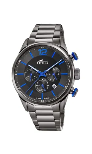 Lotus Herren Armbanduhr Chronograph 18686/3 - Elegante Edelstahl-Armbanduhr für Herren mit 43mm Gehäuse, 24-Stunden-Anzeige und Stoppuhrfunktion. Wasserdicht bis 10 Bar – ideal für aktive Männer.