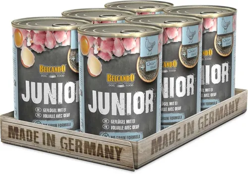 Belcando Junior Geflügel mit Ei – Nassfutter für Welpen und junge Hunde 6x400g