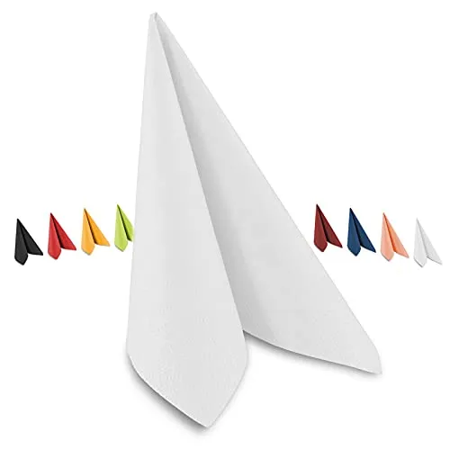 Tafel-Servietten, 3-lagig, 40 x 40 cm, Inhalt 250 St., in unterschiedliche Farben, jeweils abgestimmt auf Einrichtung & Dekoration, für Gastronomie & Zuhause, weiß