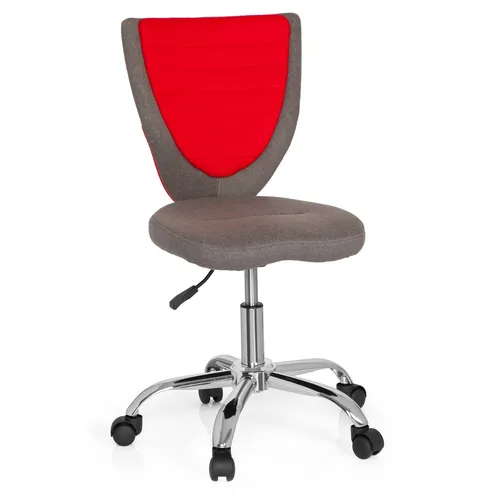 hjh OFFICE 670610 Kinder-Schreibtischstuhl KIDDY Comfort - Bürostuhl für Kinder und Jugendliche, höhenverstellbar mit strapazierfähigem Filzbezug in Grau/Rot; ideal für ergonomisches Sitzen und optimale Anpassung an die Körpergröße.